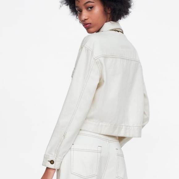 Zara white cropped jacket - Picture 2 of 8